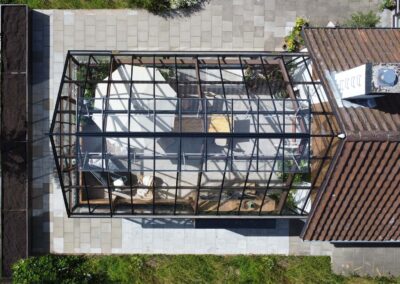 Leverum orangeri foldedør terrasse træ udestue tilbygning landejendom drivadan rasmus jensen arkitekt maa